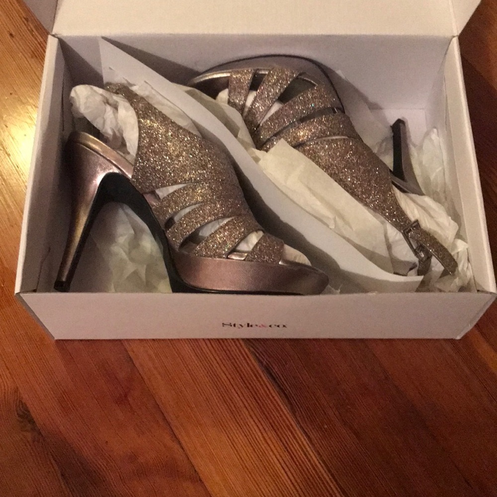 Style & Co. Rose Gold Glitter Heels
